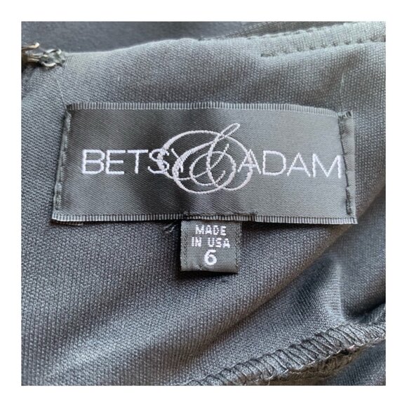 Betsy & Adam Size 6 Black Evening Gown With Rhinestone V-Neckline & Spaghetti St - Picture 6 of 12